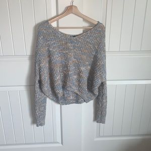 Multi colored cropped drop shoulder sweater